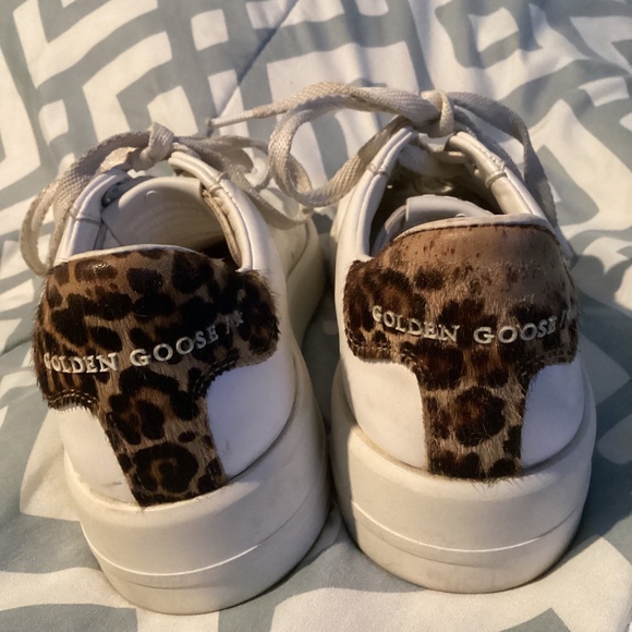 Women’s Golden Goose PureSTAR Leather Trainers with Leopard Print Heel - 36 EU - Picture 6 of 7